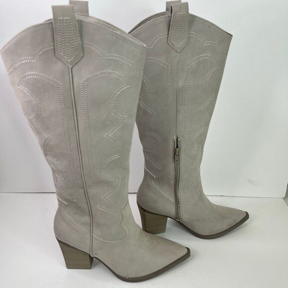 Mia Cowgirl Pull On Pinted Toes Boots Grey Size 8 #596 - Picture 3 of 12